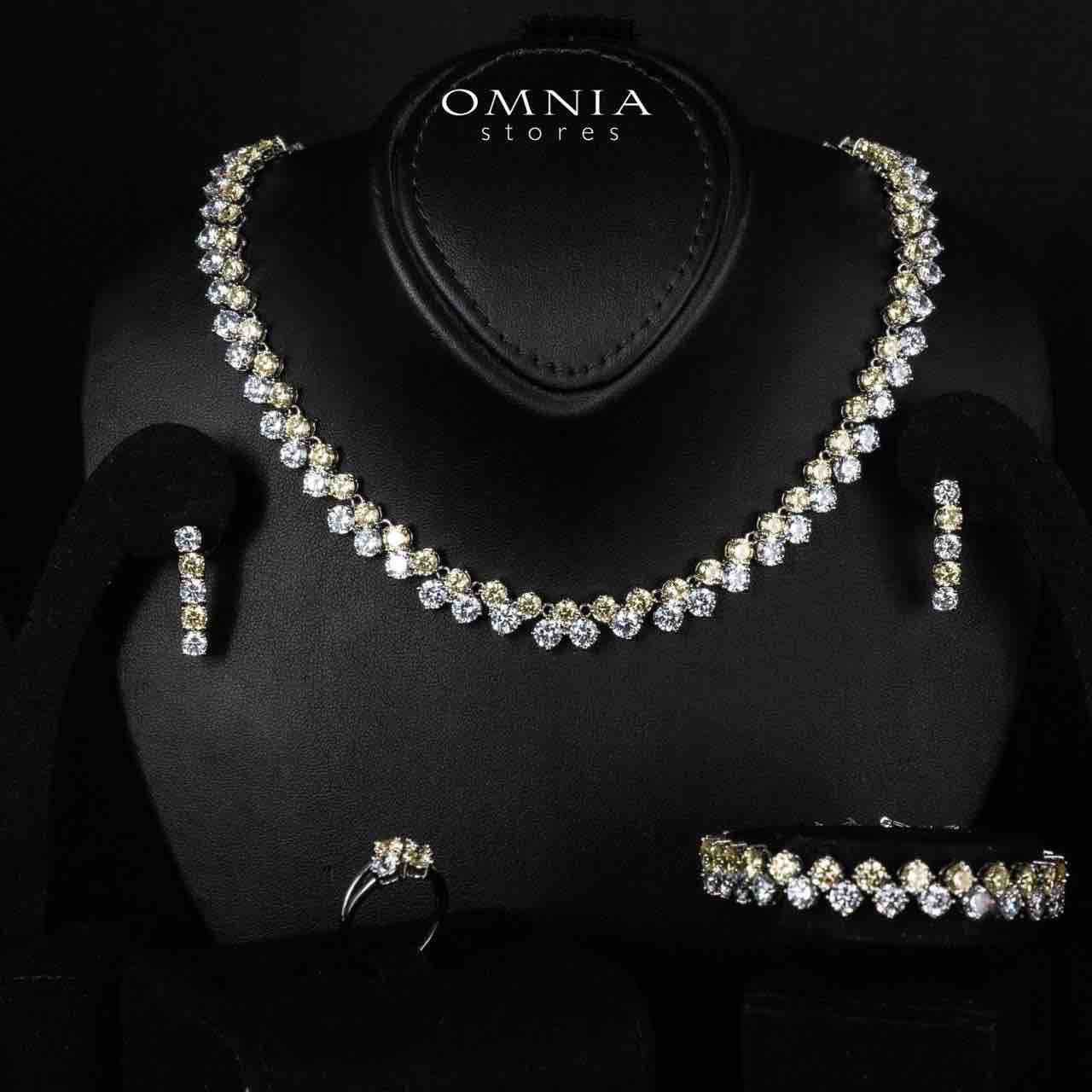 Hessa Yellow and Whte Luxury Bridal Full Set in High Quality Simulated Diamonds - OMNIASTORES KSA