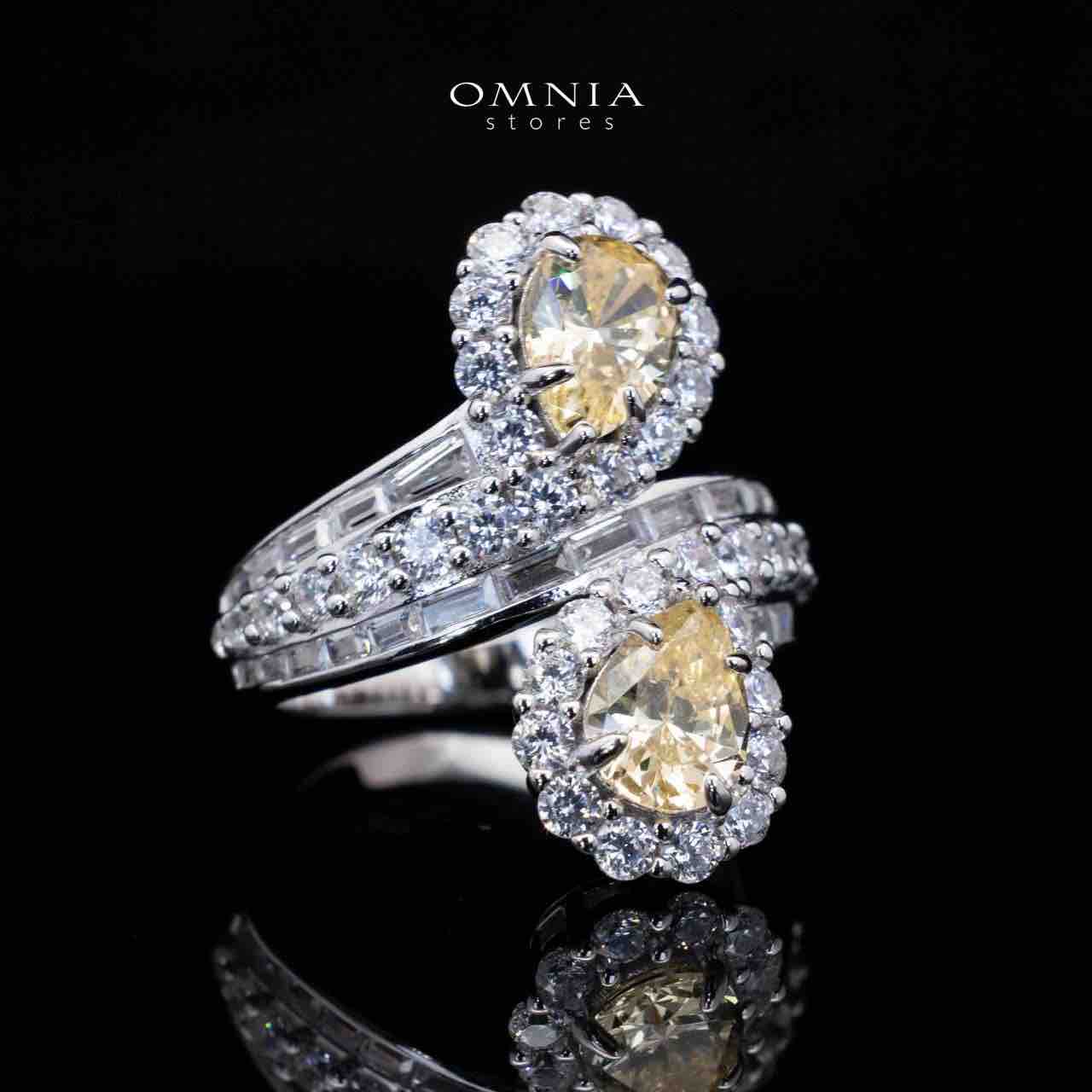 Isabell Yellow and White Pear Cut Ring in 925 Silver With High Quality Simulated Diamonds