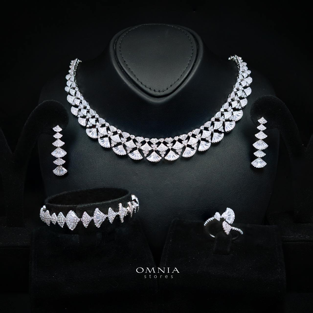 Omnia Keti Luxury Bridal White Full Set In High Quality Zircon Stone Rhodium Plated - OMNIASTORES KSA
