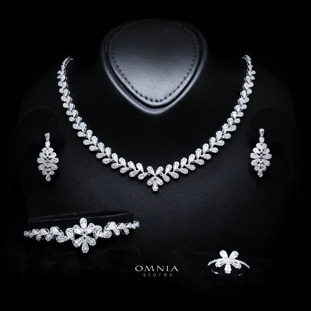 Omnia Iffat White Bridal Full Set in 925 Silver High Quality Simulated Diamonds - OMNIASTORES KSA