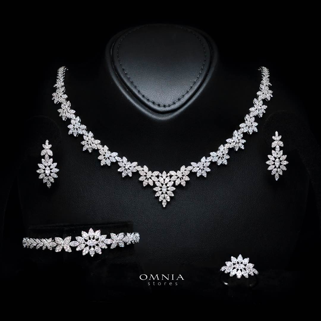 Laynah White Bridal Full Set – Premium Rhodium Plated with High-Quality Zircon Stones - OMNIASTORES KSA