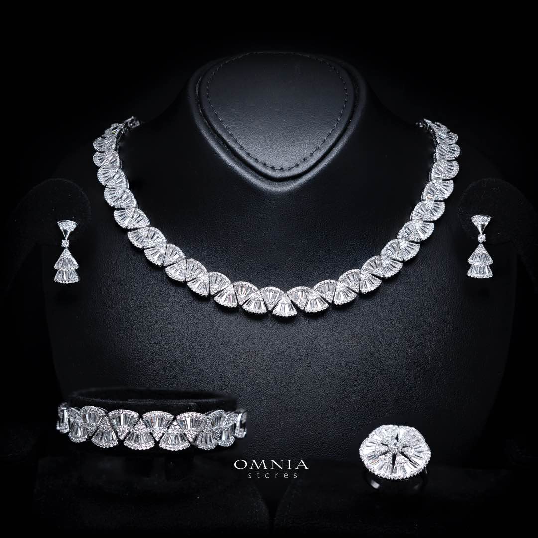 Sumaya White Bridal Full Jewelry Set – High Quality Zircon Stone Premium Rhodium-Plated - OMNIASTORES KSA