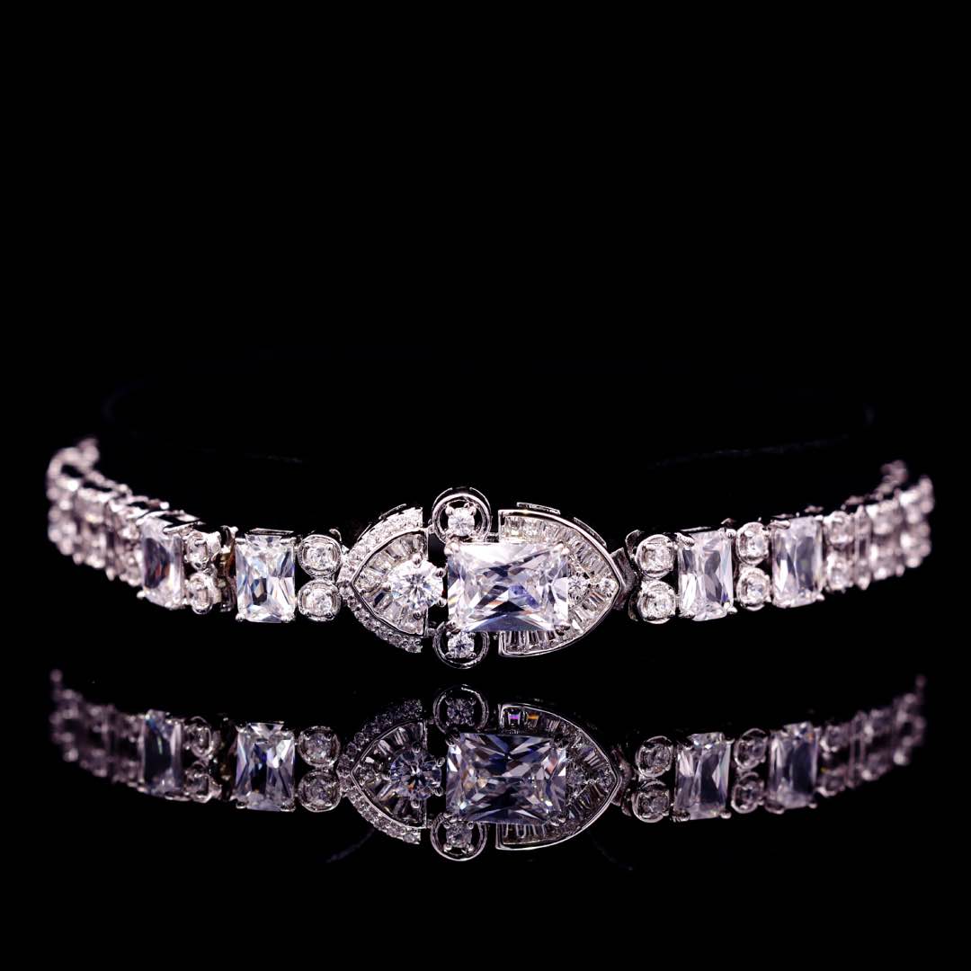 Shimaa White Bridal Jewelry Set Premium Rhodium-Plated High-Quality Zircon Stones