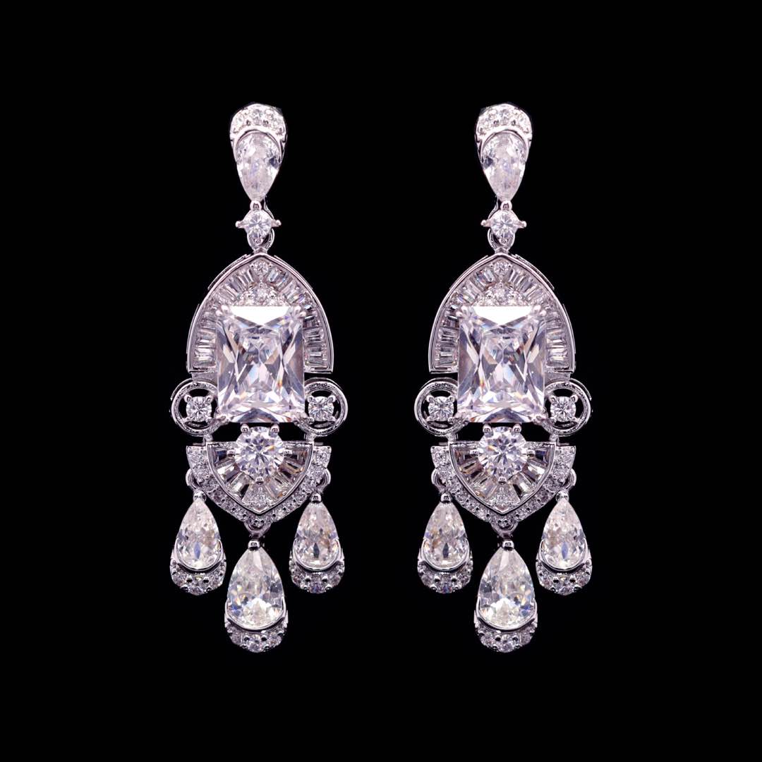 Shimaa White Bridal Jewelry Set Premium Rhodium-Plated High-Quality Zircon Stones