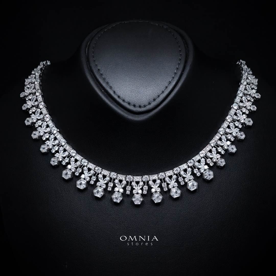 Omnia Nudhar White Bridal Full Set in 925 Silver High Quality Simulated Diamonds - OMNIASTORES KSA