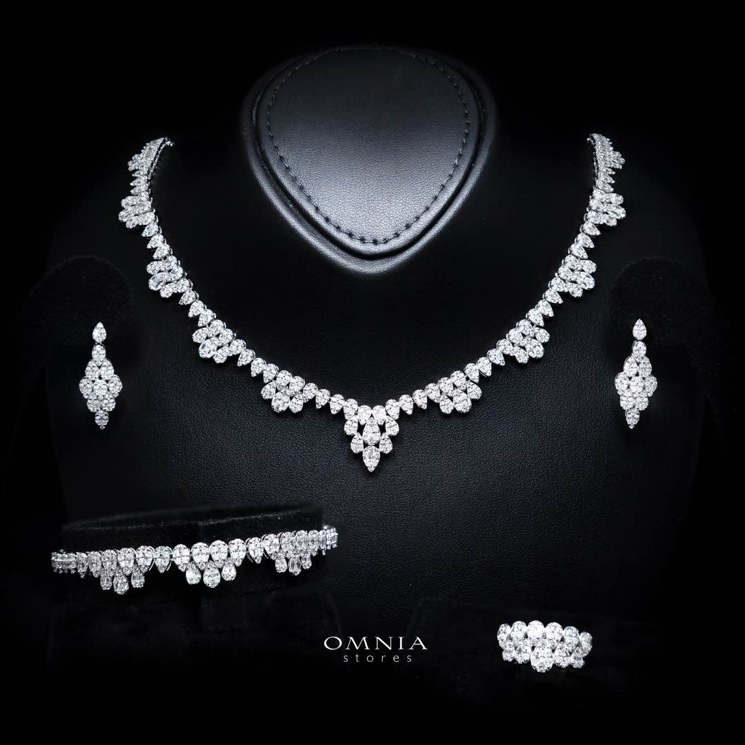 Omnia Lubaba White Bridal Full Set in 925 Silver High Quality Simulated Diamonds - OMNIASTORES KSA