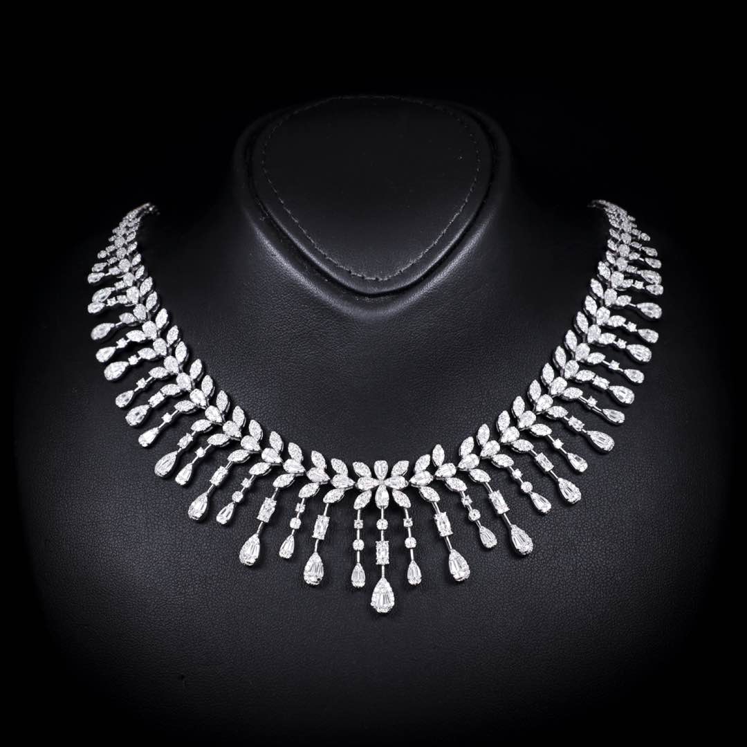 Omnia Fawziya White Bridal Full Set in 925 Silver High Quality Simulated Diamonds - OMNIASTORES KSA