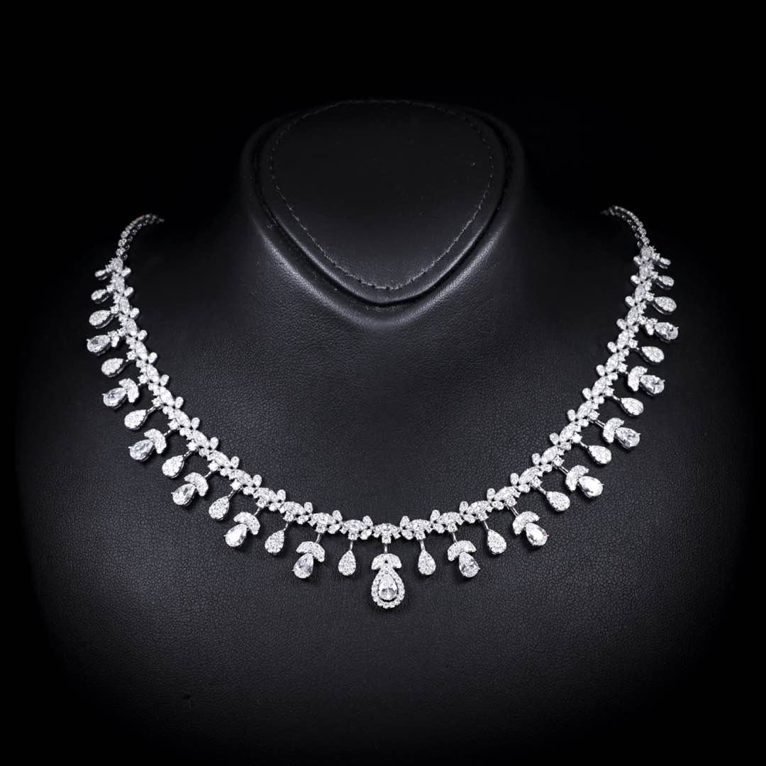 Omnia Kaamla White Bridal Full Set in 925 Silver High Quality Simulated Diamonds - OMNIASTORES KSA