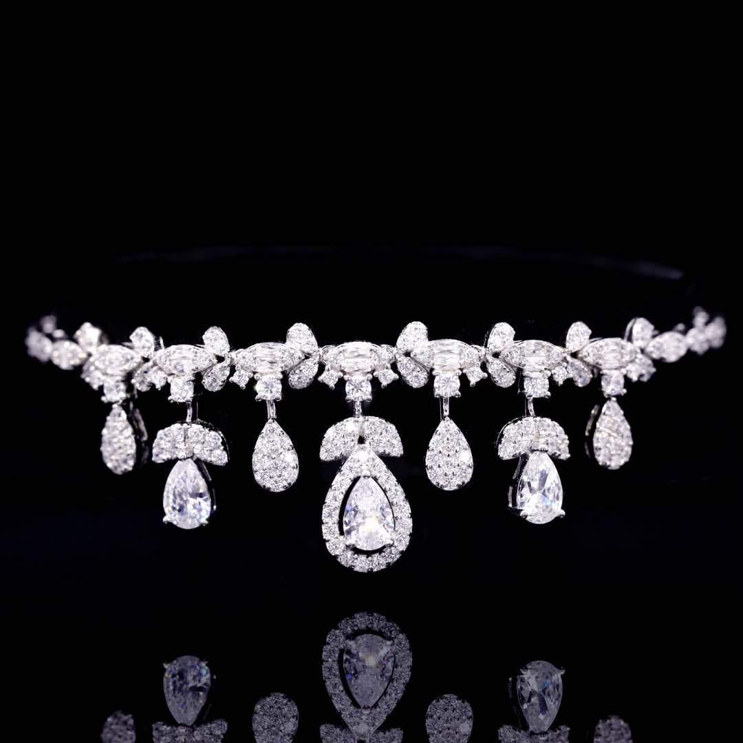 Omnia Kaamla White Bridal Full Set in 925 Silver High Quality Simulated Diamonds - OMNIASTORES KSA