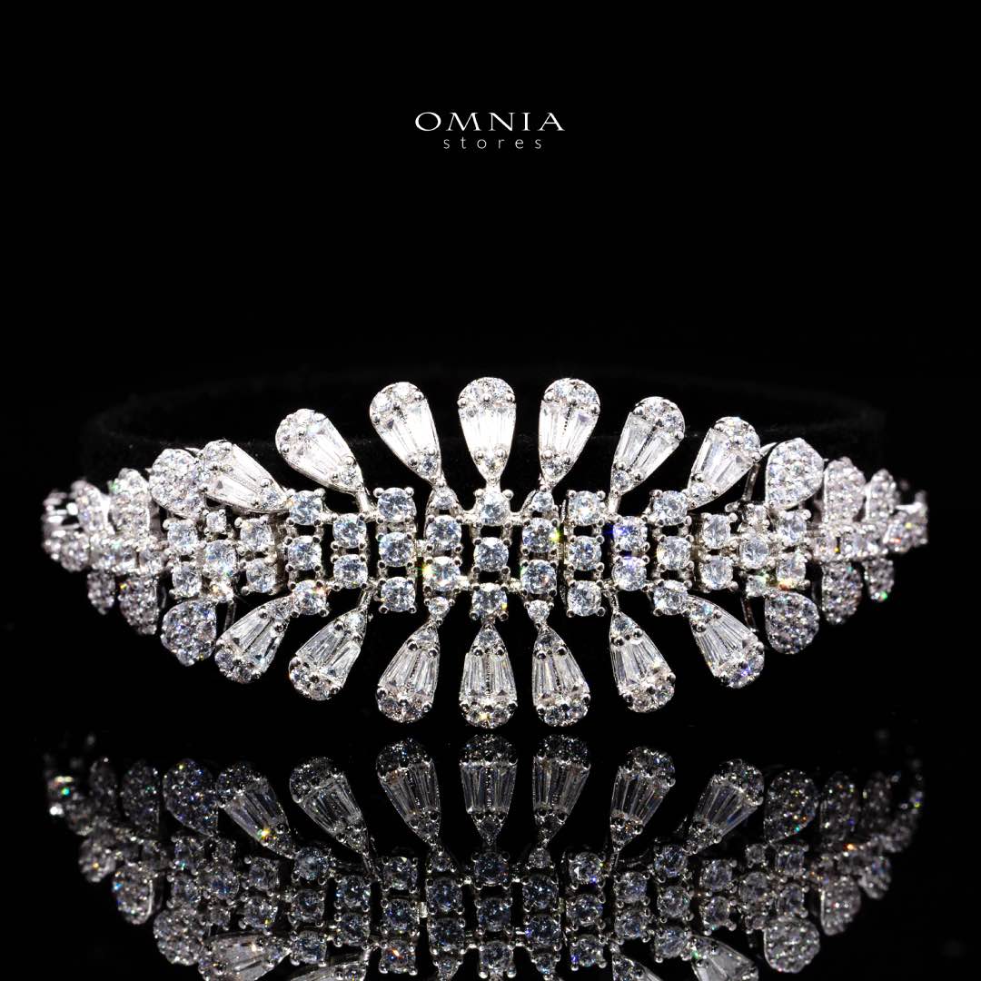 Omnia Elvina White Luxury Bridal Full Set in High Quality Zircon Stone in Rhodium Plated - OMNIASTORES KSA
