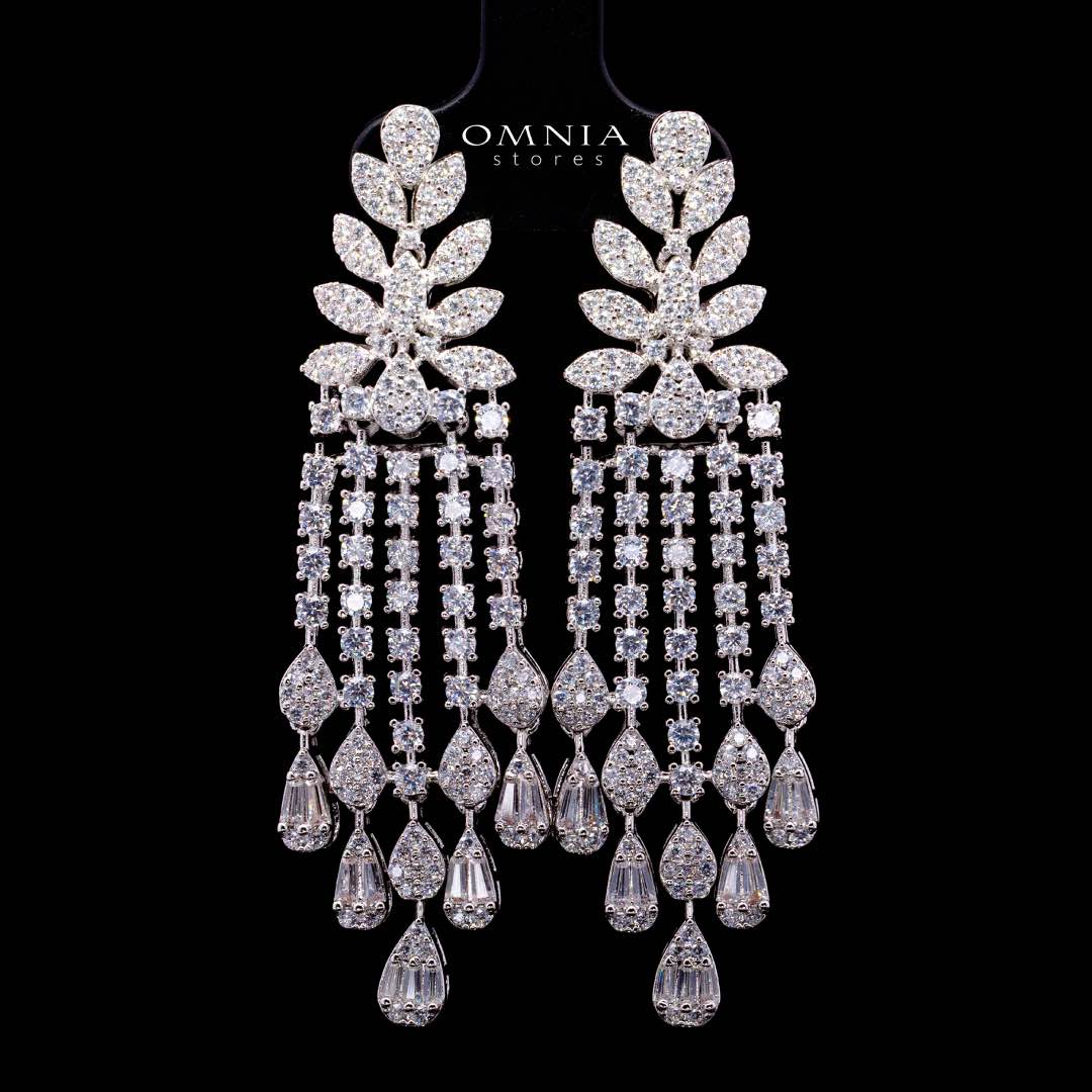 Omnia Elvina White Luxury Bridal Full Set in High Quality Zircon Stone in Rhodium Plated - OMNIASTORES KSA