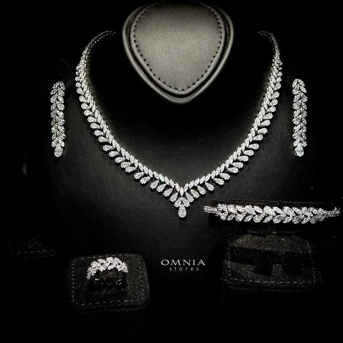 Omnia Aseel White Bridal Full Set in High Quality Zircon Stone Rhodium Plated - OMNIASTORES UAE