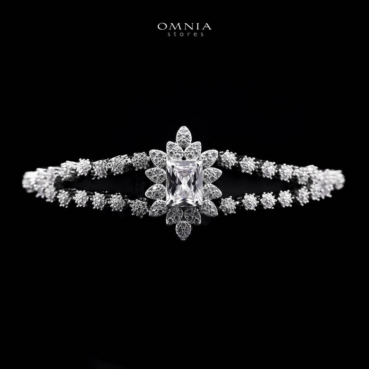 Omnia Blair Pure White Bridal Full Set with Marquise and Emerald-Cut High-Quality Simulated Diamonds Rhodium Plated