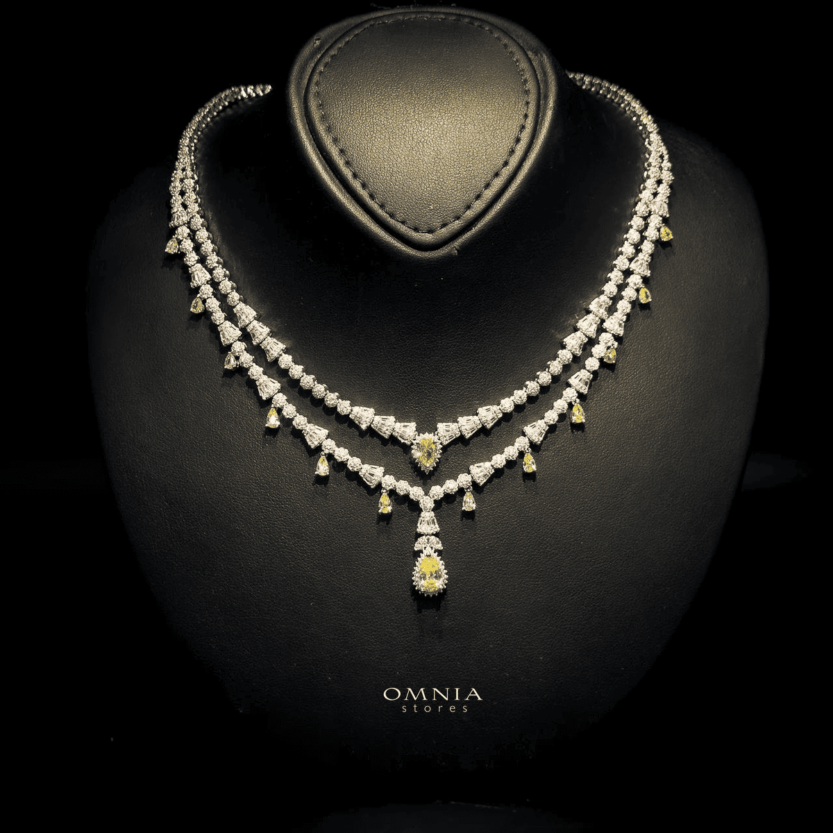 Omnia Ghada Yellow Bridal Full Set Accessories in High Quality Zircon Stone Rhodium Plated - OMNIASTORES UAE