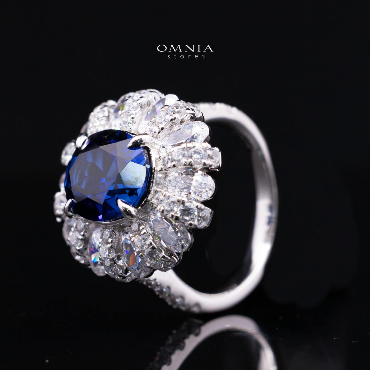 Cecelia Blue Lab-Grown Sapphire Ring with GRC Certificate, Oval 9×11mm, in 925 Sterling Silver