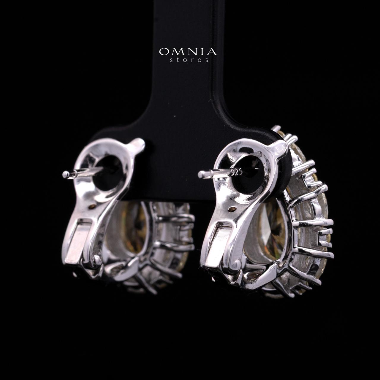 Sireesha Elegant Yellow Cluster Clip-On Earrings in 925 Sterling Silver with Premium Simulated Diamond