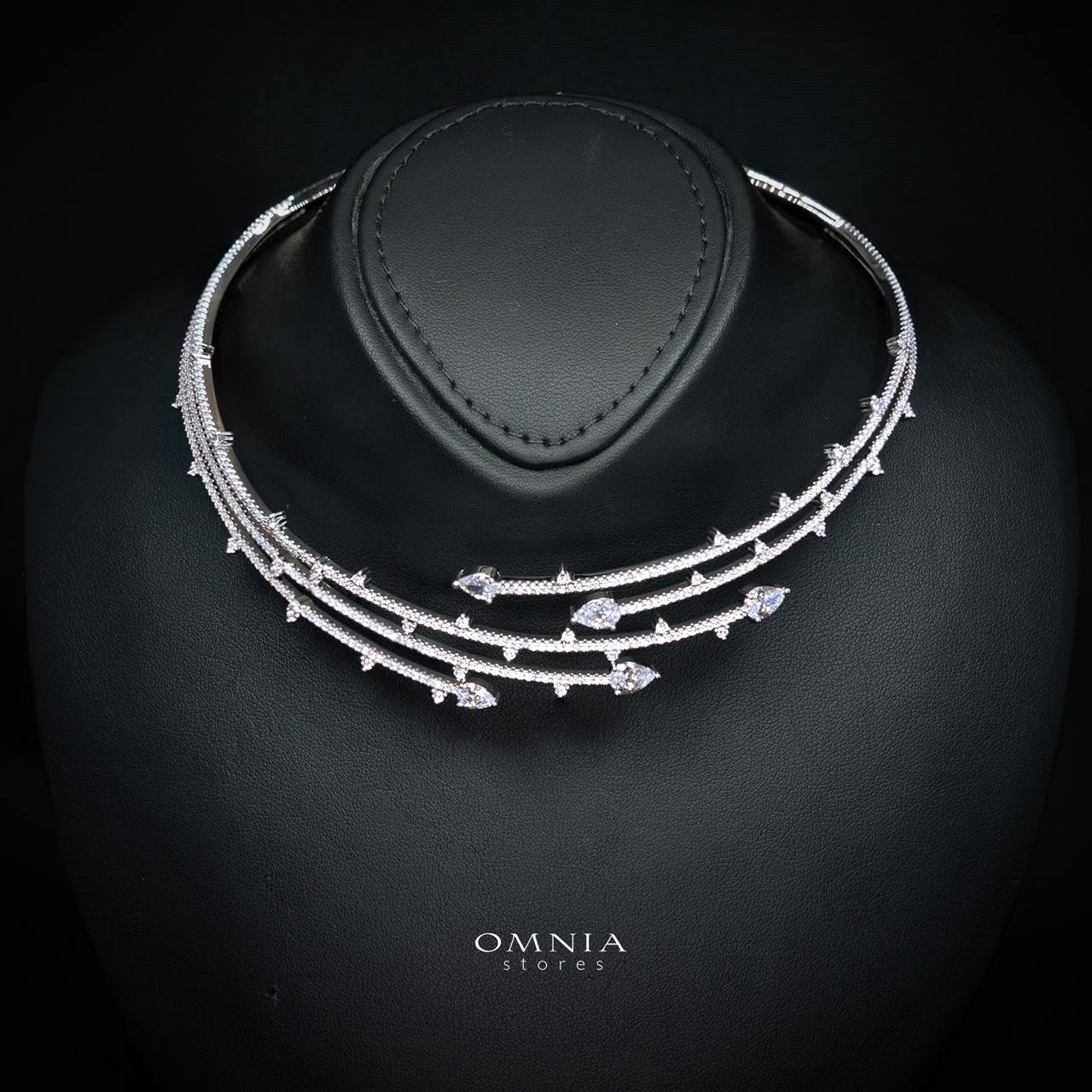 Yuliana Luxury White Bridal Full Set with High-Quality Premium Zircon Stones, Rhodium-Plated - OMNIASTORES KSA