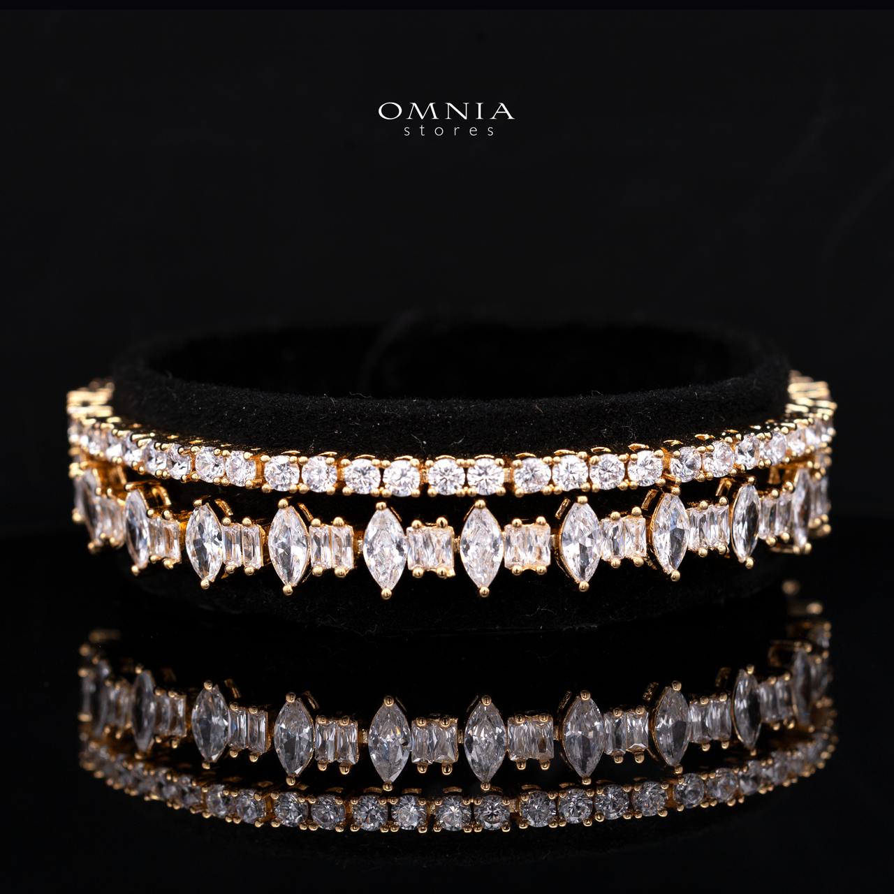 Alica Gold Bridal Full Set in Premium Rhodium-Plated Finish with High-Quality Zircon Stones - OMNIASTORES KSA