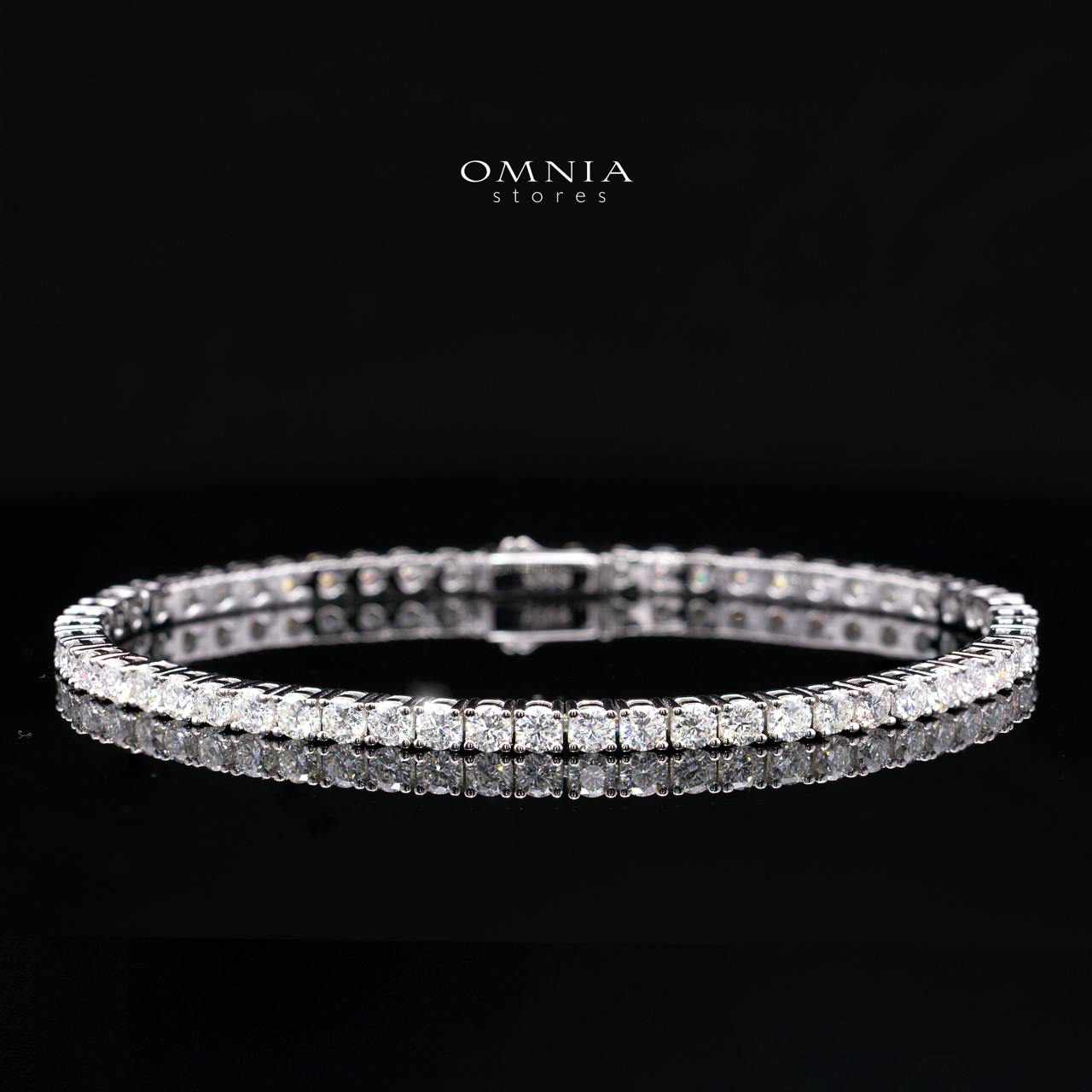 Charie Moissanite with GRA Certificate – 3mm Round Cut, Rhodium-Plated 925 Sterling Silver Tennis Bracelet - OMNIASTORES KSA