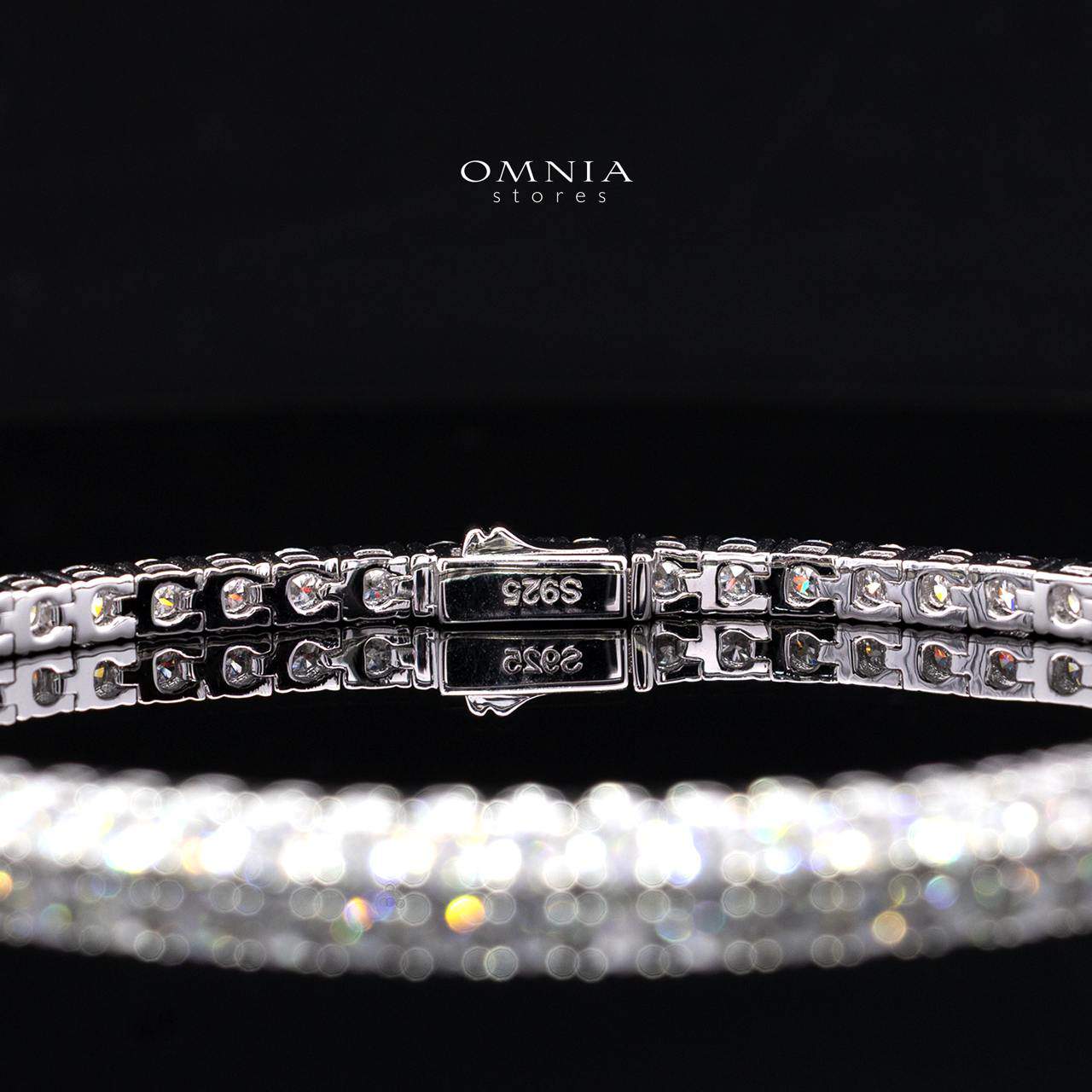 Charie Moissanite with GRA Certificate – 3mm Round Cut, Rhodium-Plated 925 Sterling Silver Tennis Bracelet - OMNIASTORES KSA