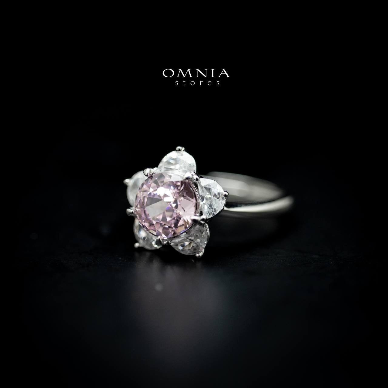 Omnia Ivana White and Pink Flower Ring in High Quality Iced Cut