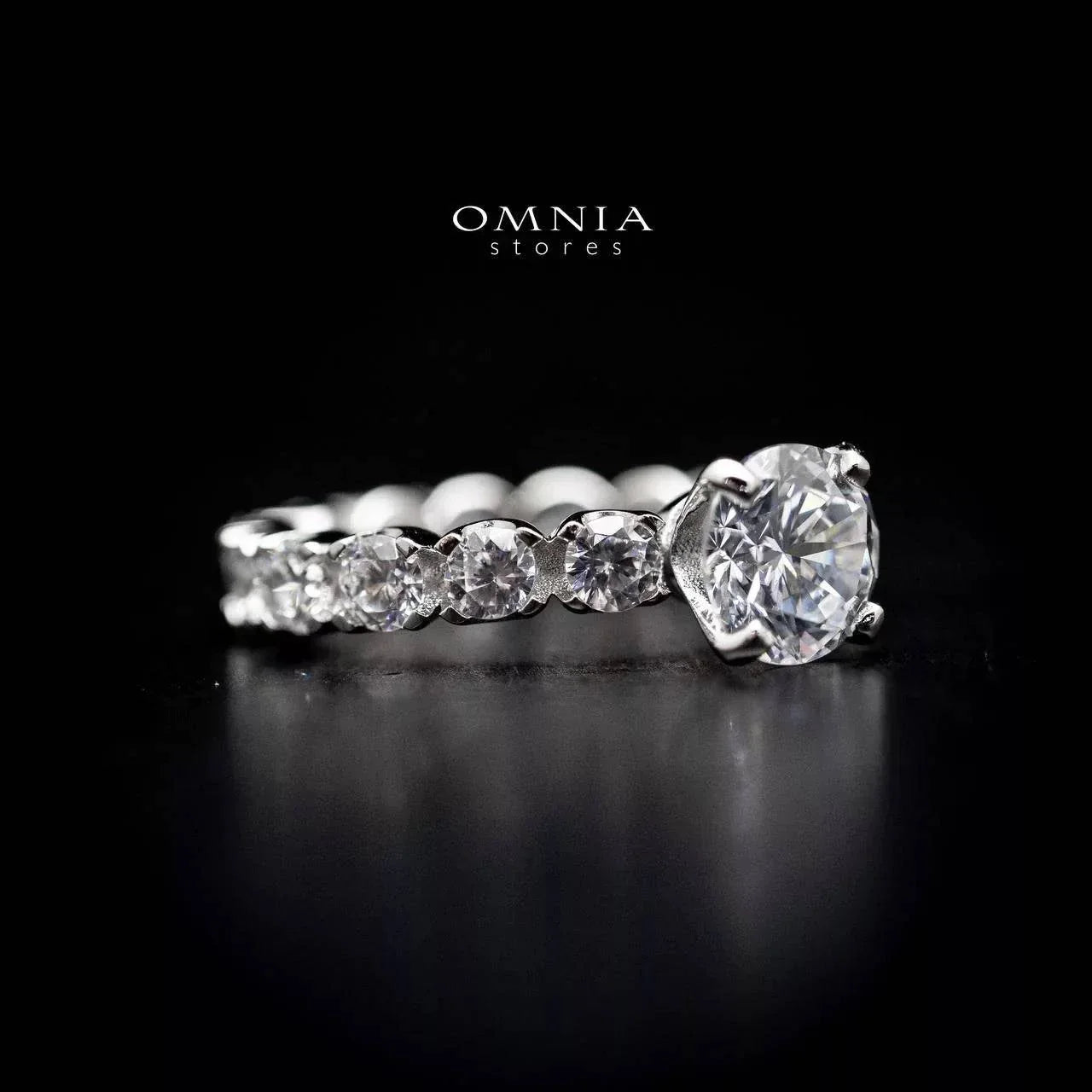 Omnia Ayana Round Cut Sparkling White Ring in 92.5 Silver with High Quality Simulated Diamonds - OMNIASTORES UAE