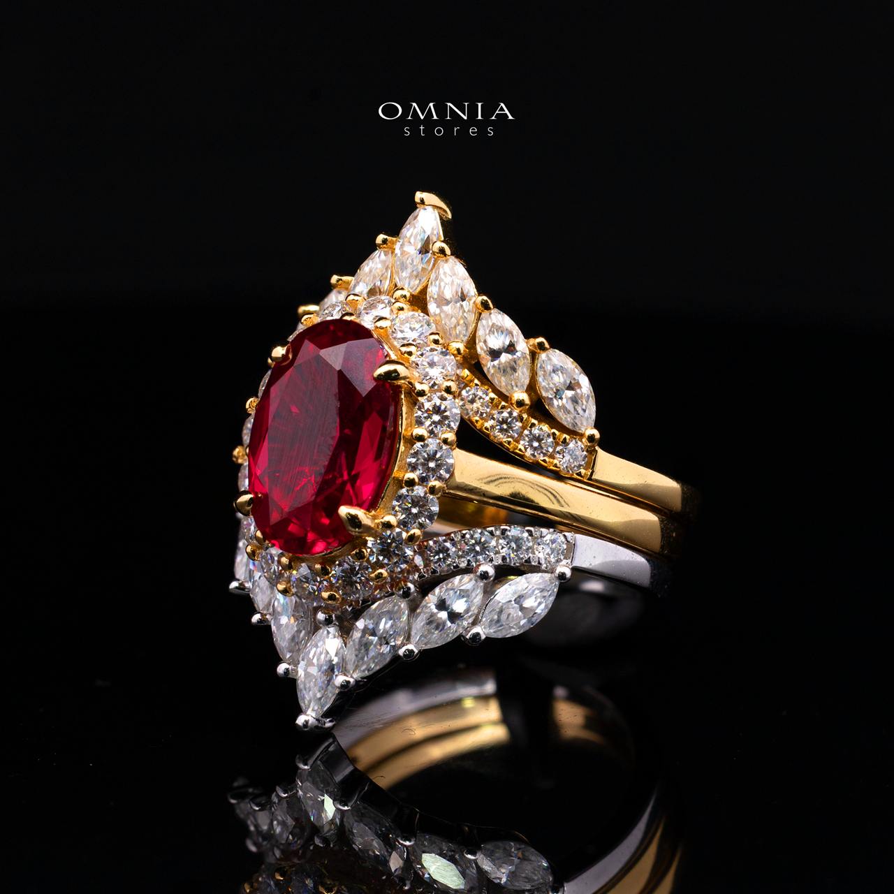 Vittoria Lab-Grown Ruby Moissanite Ring with GRC Certificate – Oval 8x12mm, 925 Sterling Silver