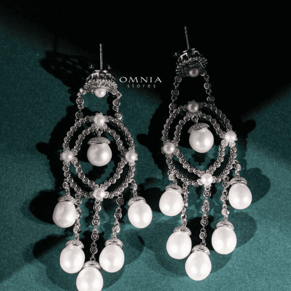 Omnia Amal Fresh Real Water Pearl Set in 925 Silver High Quality Simulated diamonds - OMNIASTORES UAE