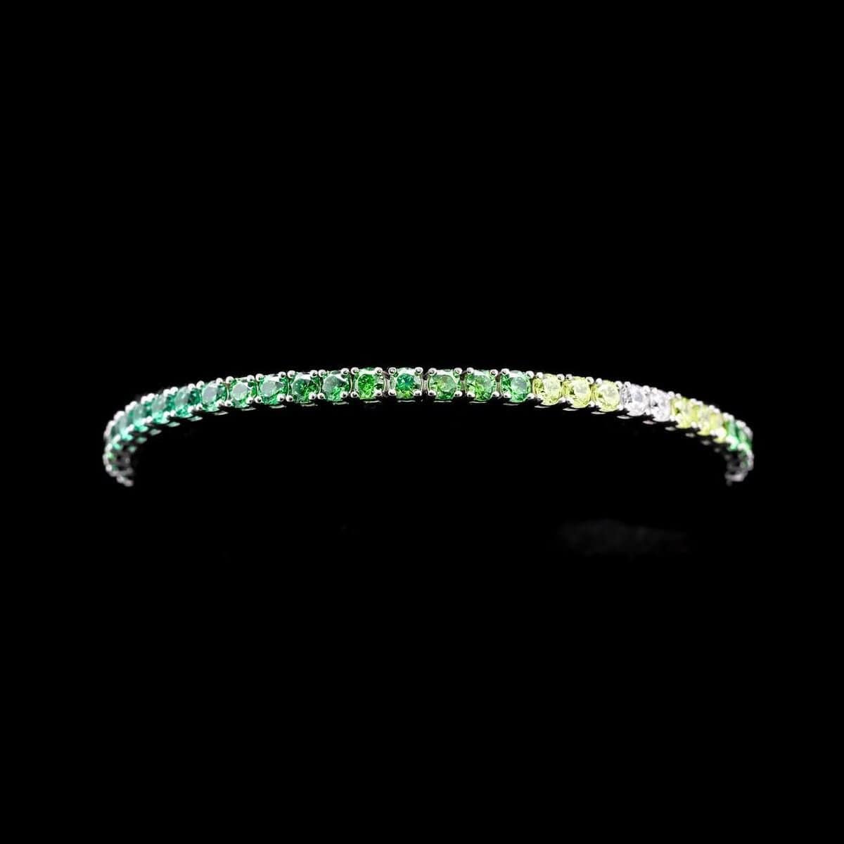 Omnia Tasneem Green 3mm Tennis Bracelet in 92.5 Silver High Quality Simulated diamonds - OMNIASTORES UAE