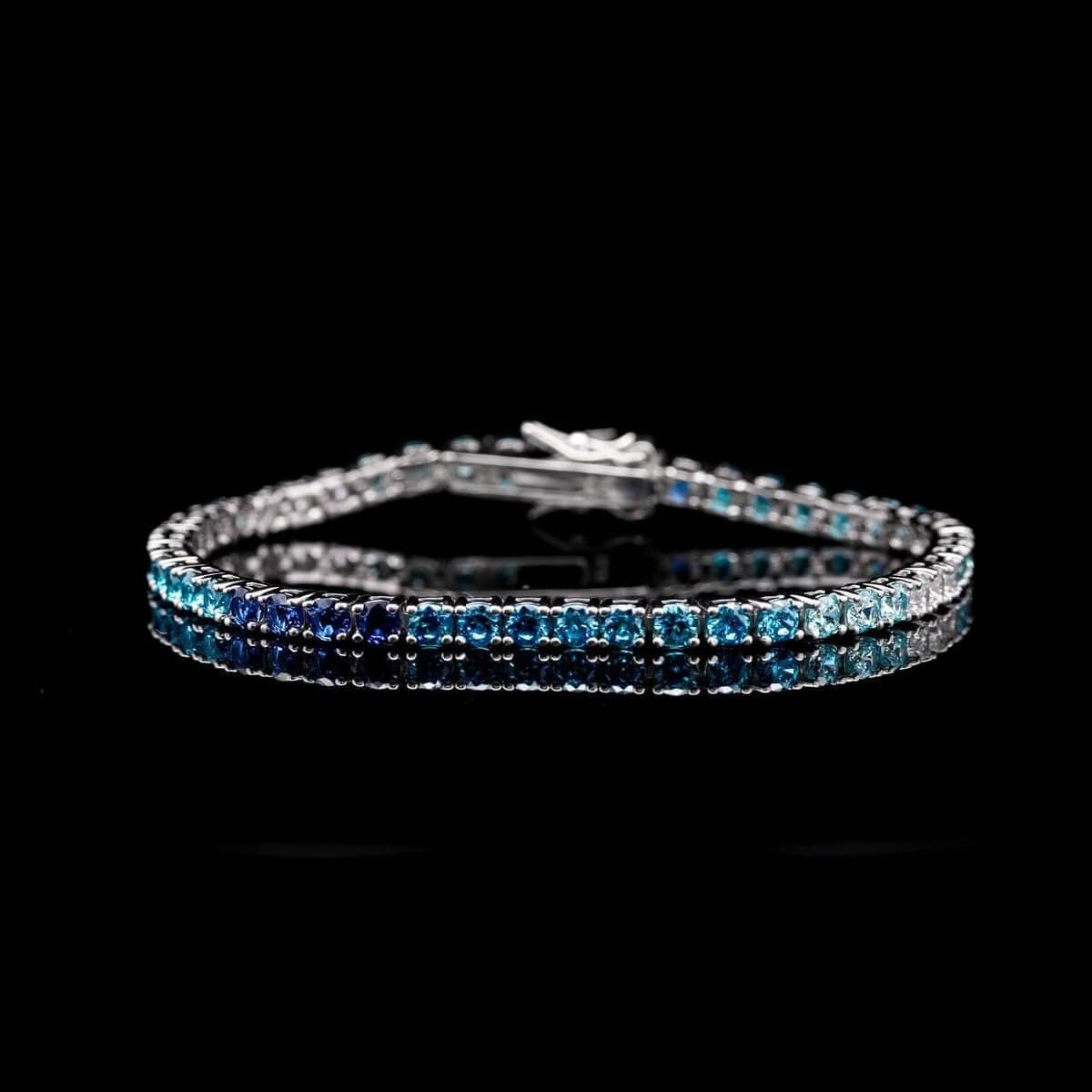 Omnia Tasneem Blue 3mm Tennis Bracelet in 92.5 Silver High Quality Simulated diamonds - OMNIASTORES UAE