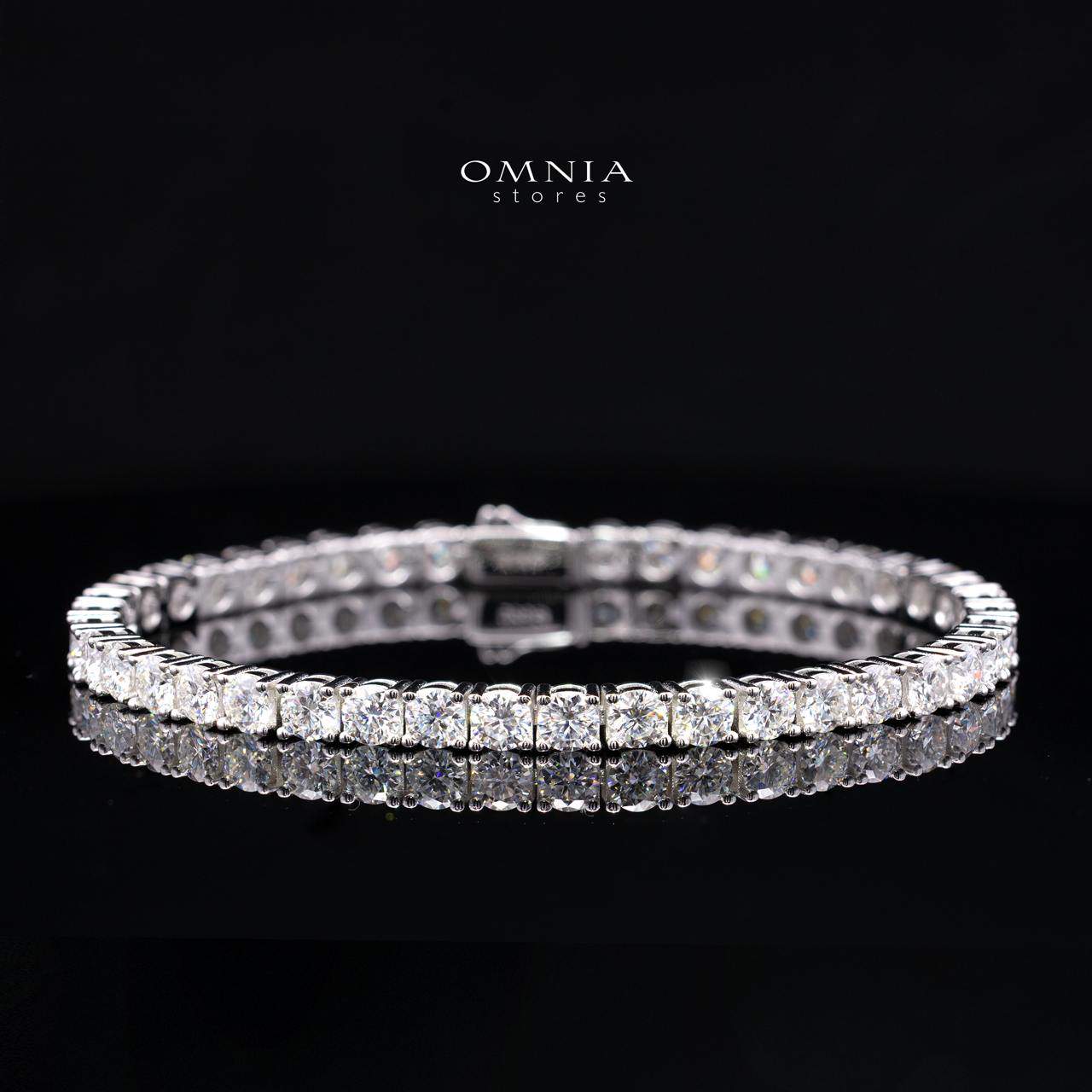 Jainee Moissanite with GRA Certificate – 4mm Round Cut, Rhodium-Plated 925 Sterling Silver Tennis Bracelet - OMNIASTORES KSA