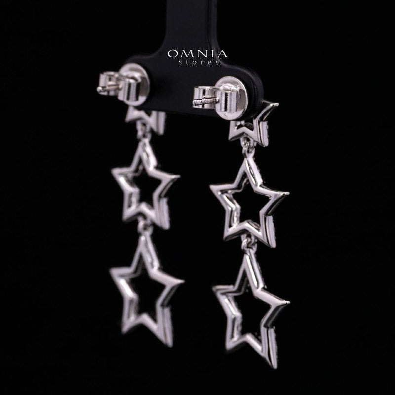 Kelahni Triple Star Drop Earrings — 925 Sterling Silver with Premium Simulated Diamonds - OMNIASTORES KSA