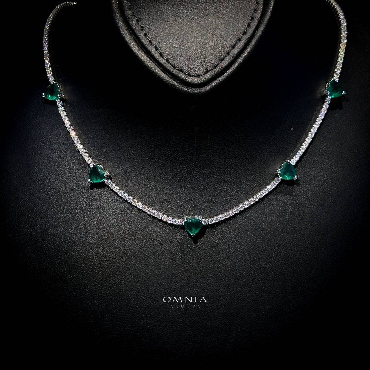 Omnia Louise Green Necklace 92.5 Silver In High Quality Simulated diamonds - OMNIASTORES UAE
