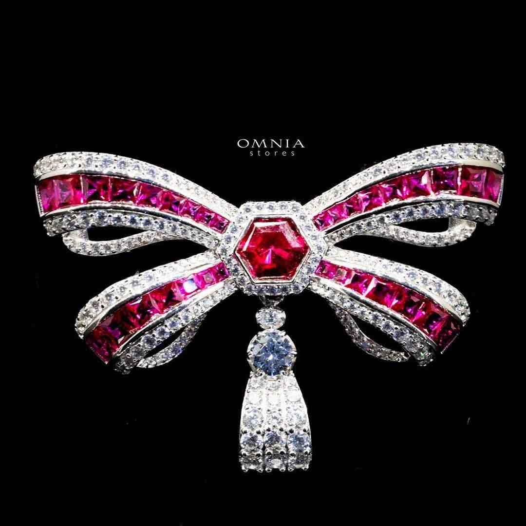 Omnia Tanya Bow brooch in 92.5 Silver High Quality Simulated diamonds