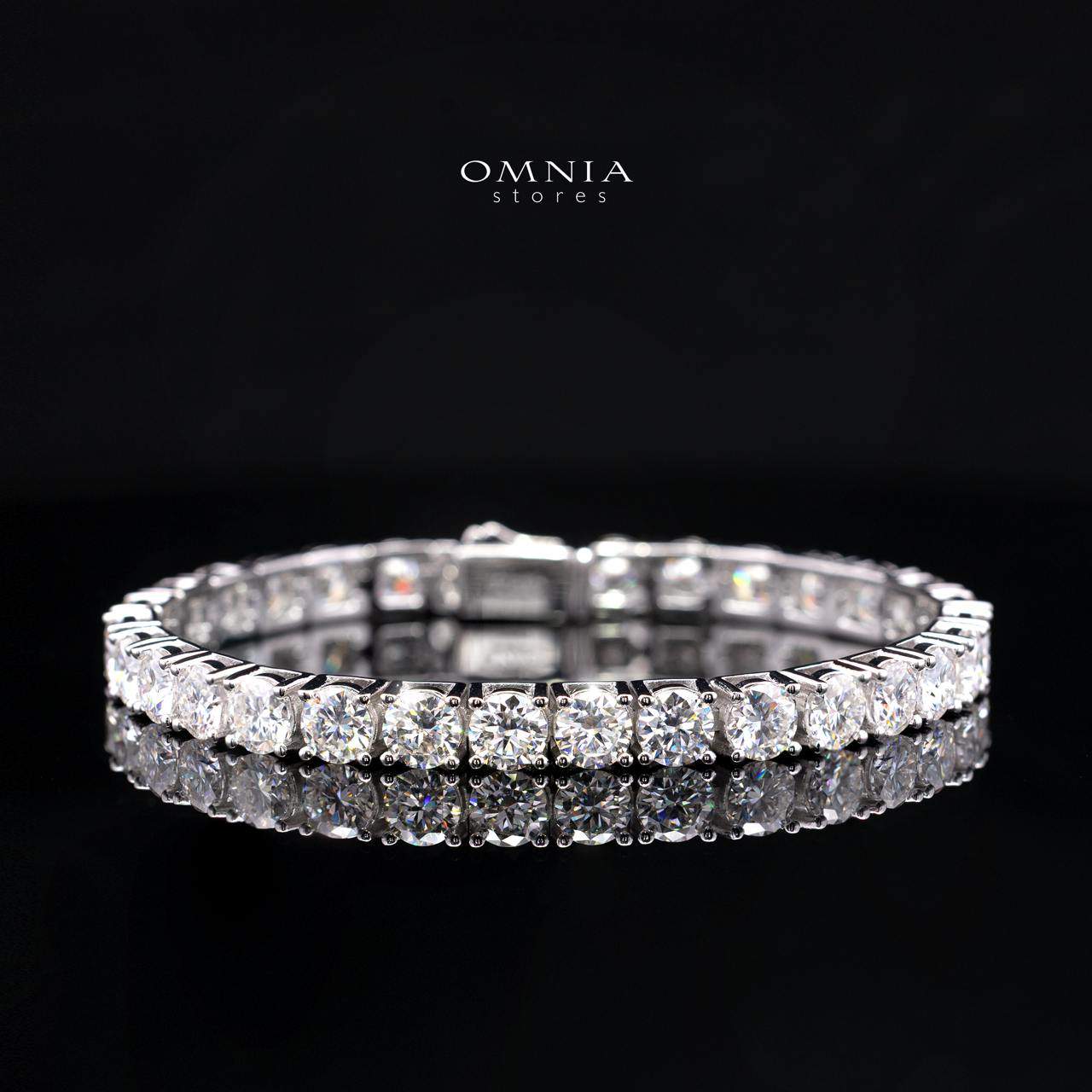 Auraya Moissanite with GRA Certificate – 5mm Round Cut, Rhodium-Plated 925 Sterling Silver Tennis Bracelet - OMNIASTORES KSA