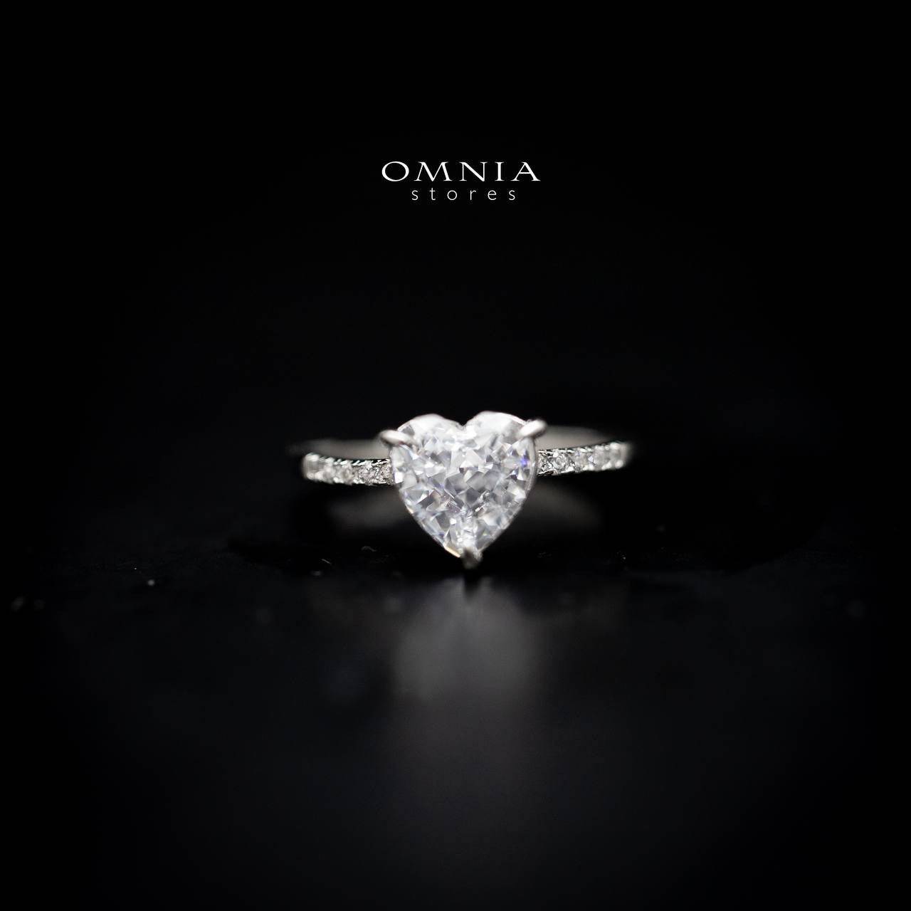 Omnia Heart Ring in 92.5 Silver with High Quality Iced Cut Stone - OMNIASTORES UAE