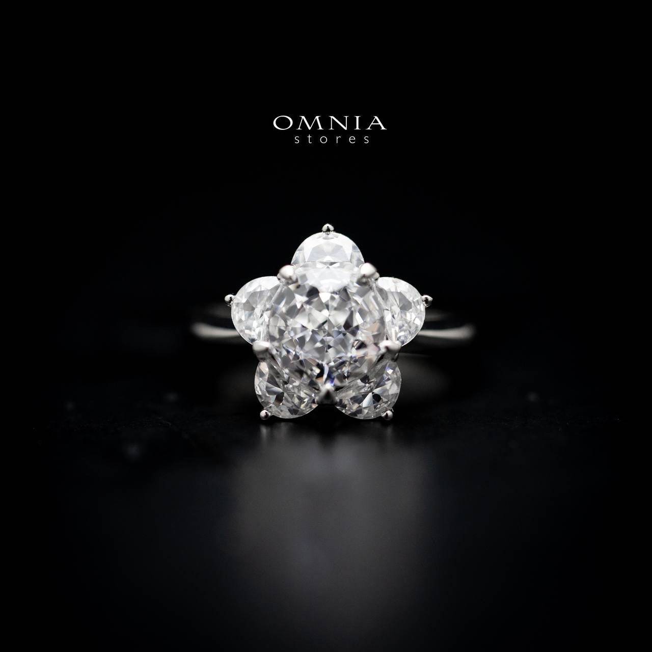Omnia Ivana Pure White Flower Ring in High Quality Iced Cut - OMNIASTORES UAE