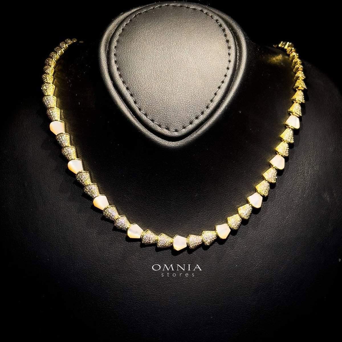 Omnia Sanya Golden Bridal Full Set in High Quality Zircon Stone in Rhodium Plated - OMNIASTORES UAE