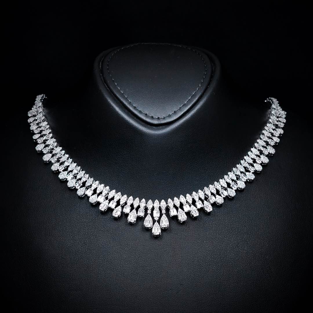 Omnia Elaf White Bridal Full Set in High Quality Zircon Stone in Rhodium Plated - OMNIASTORES KSA