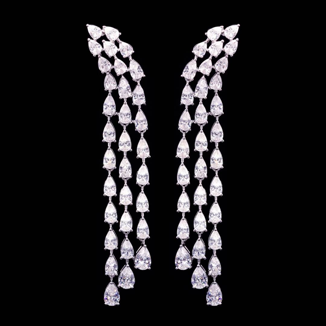 Omnia Michelle White Bridal Full Set Accessories in High Quality Zircon Stone in Rhodium Plated - OMNIASTORES KSA