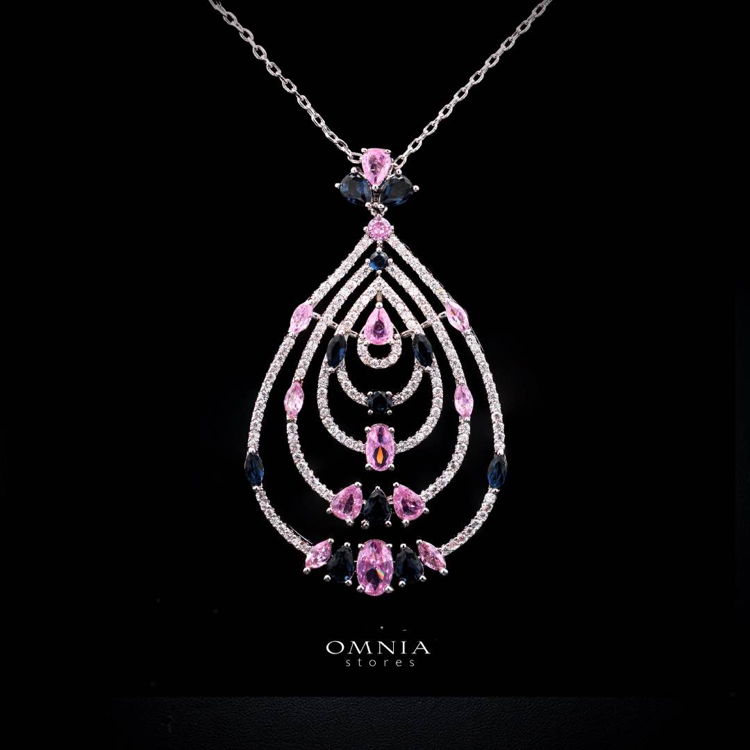 Omnia Mira Pink & Blue Set Accessories in High Quality Zircon Stone - OMNIASTORES KSA
