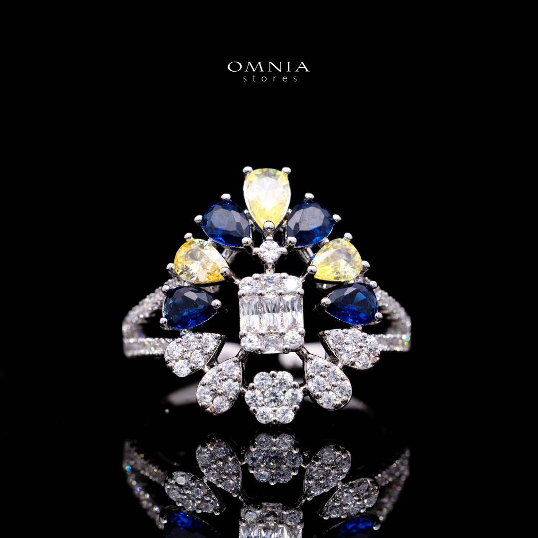Omnia Ashwaq Blue & Yellow Set in High Quality Zircon Stone - OMNIASTORES KSA