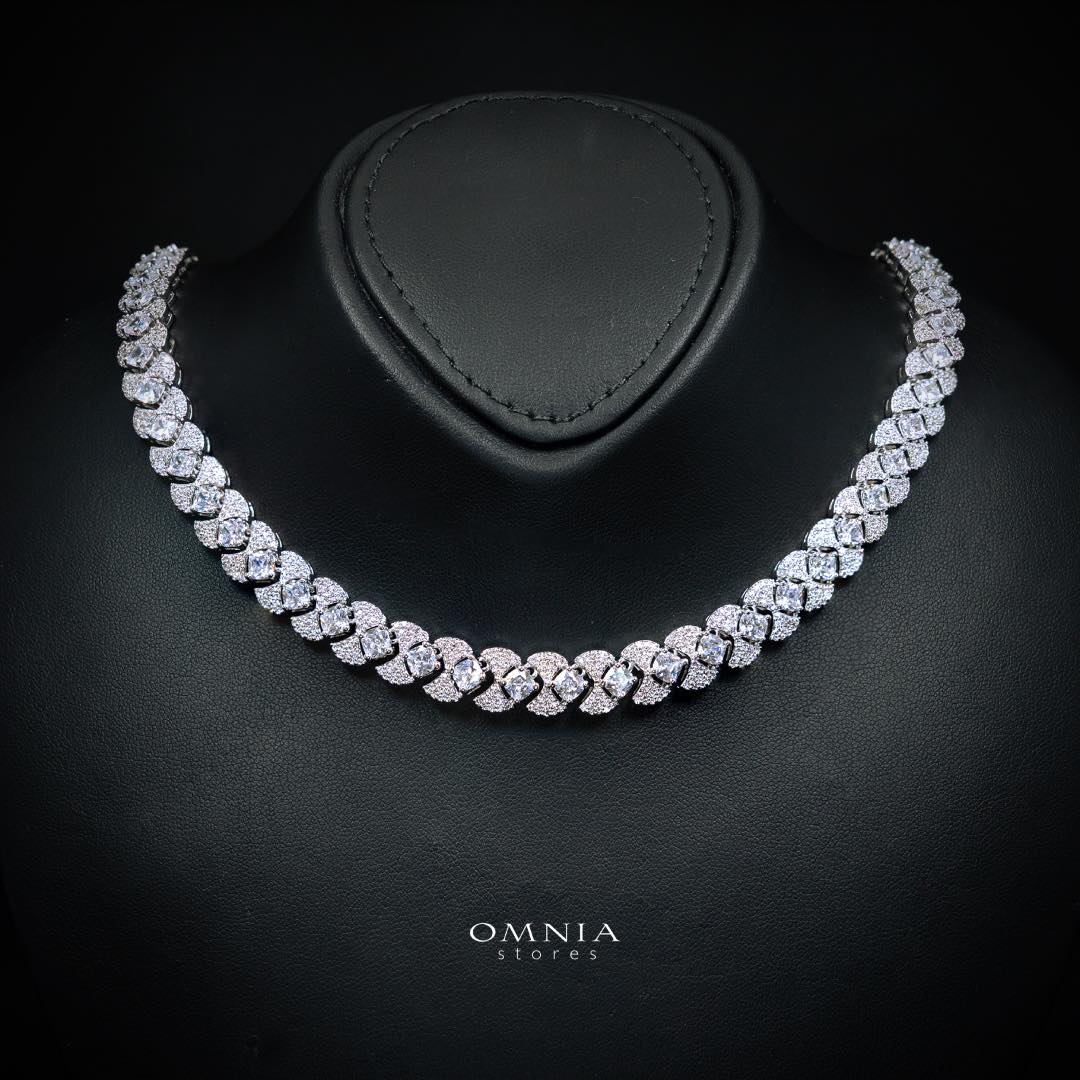 Omnia Layan White Bridal Full Set in High-Quality Zircon Stone Rhodium Plated - OMNIASTORES KSA