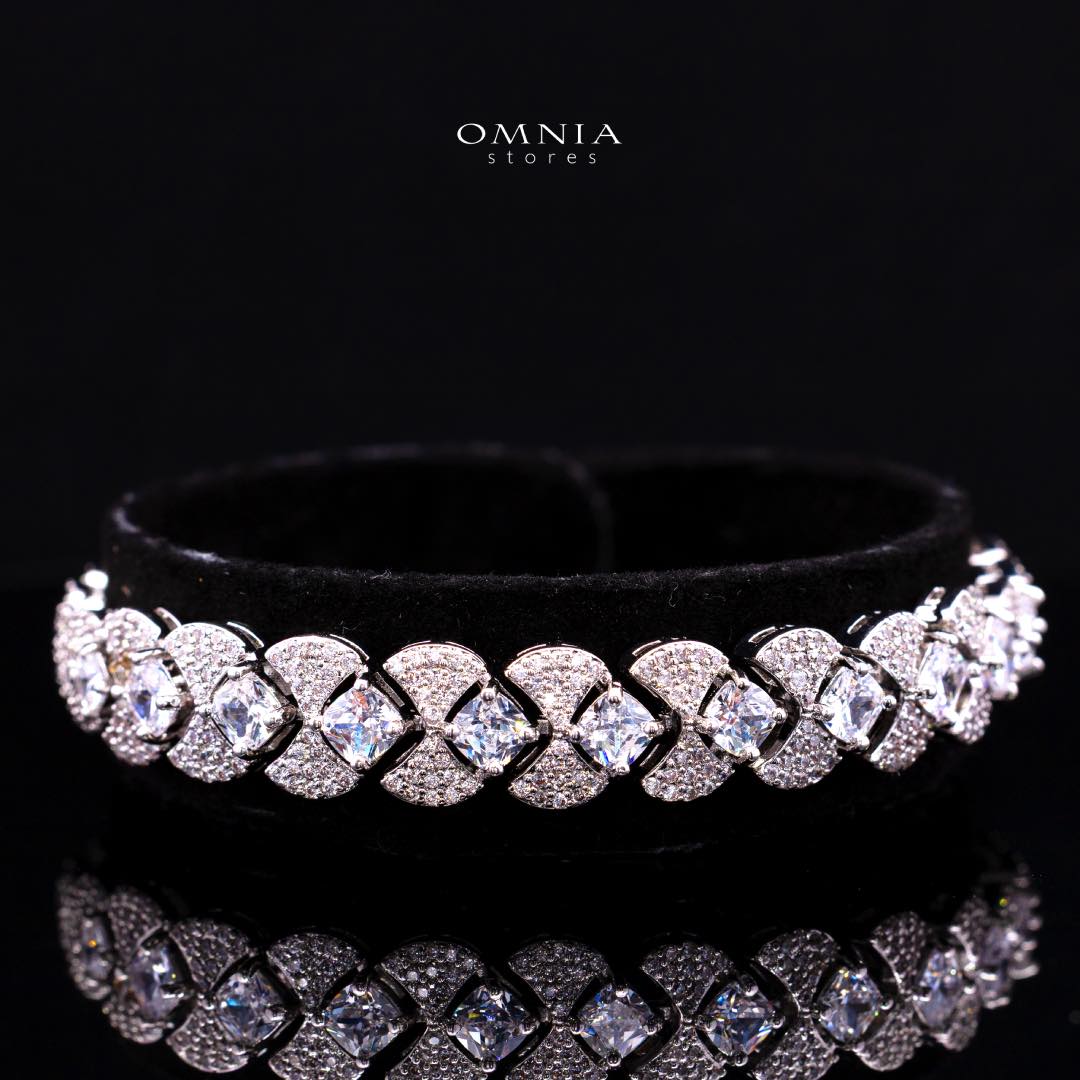 Omnia Layan White Bridal Full Set in High-Quality Zircon Stone Rhodium Plated - OMNIASTORES KSA