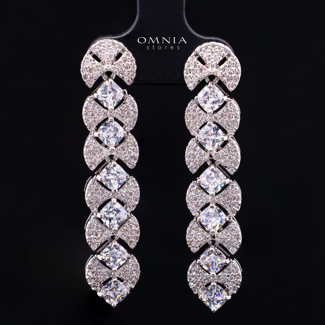 Omnia Layan White Bridal Full Set in High-Quality Zircon Stone Rhodium Plated - OMNIASTORES KSA