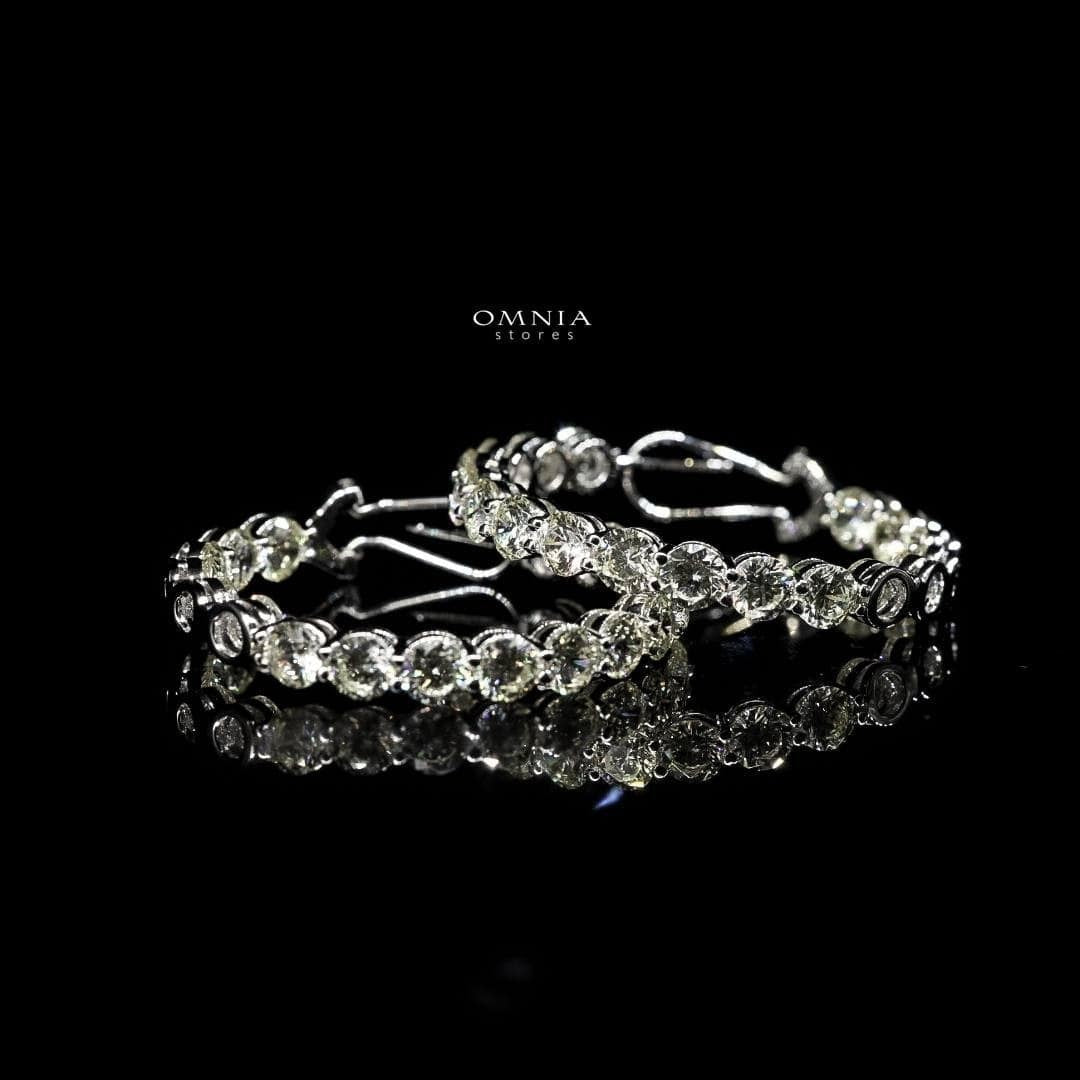 Omnia Yara Large Hoop Earrings 92.5 Silver In High Quality Simulated diamonds - OMNIASTORES KSA