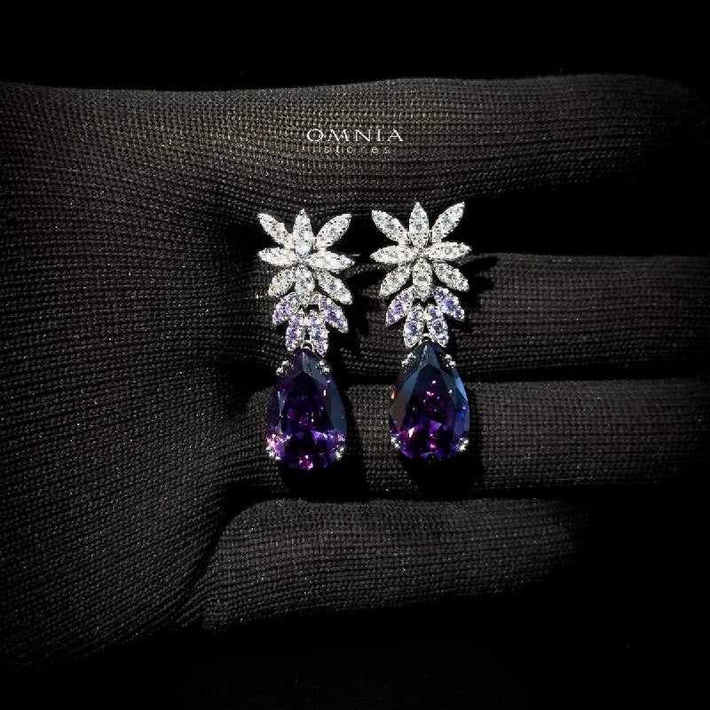 Omnia Farhana Earring 92.5 Silver High Quality Simulated diamonds