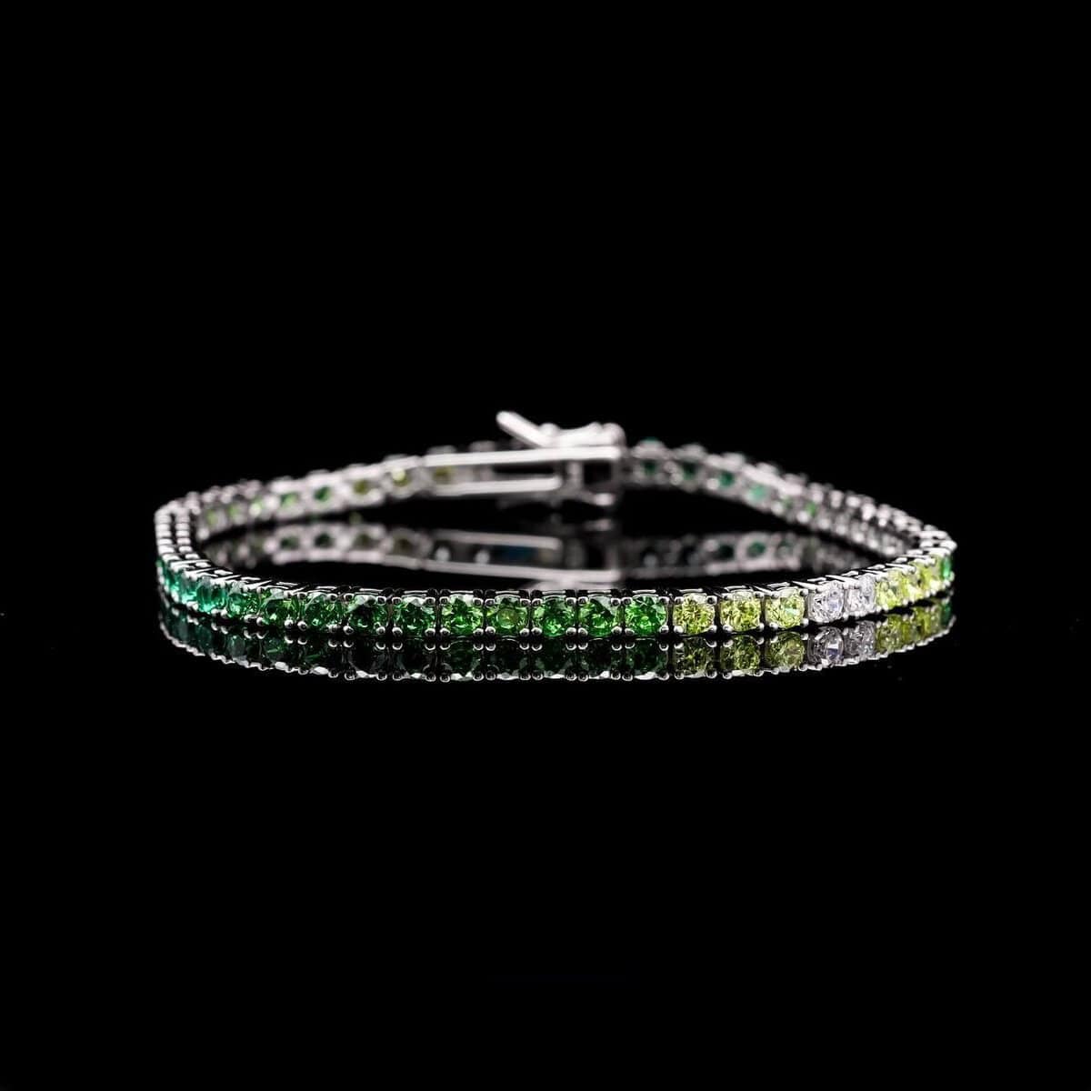 Omnia Tasneem Green 3mm Tennis Bracelet in 92.5 Silver High Quality Simulated diamonds - OMNIASTORES UAE