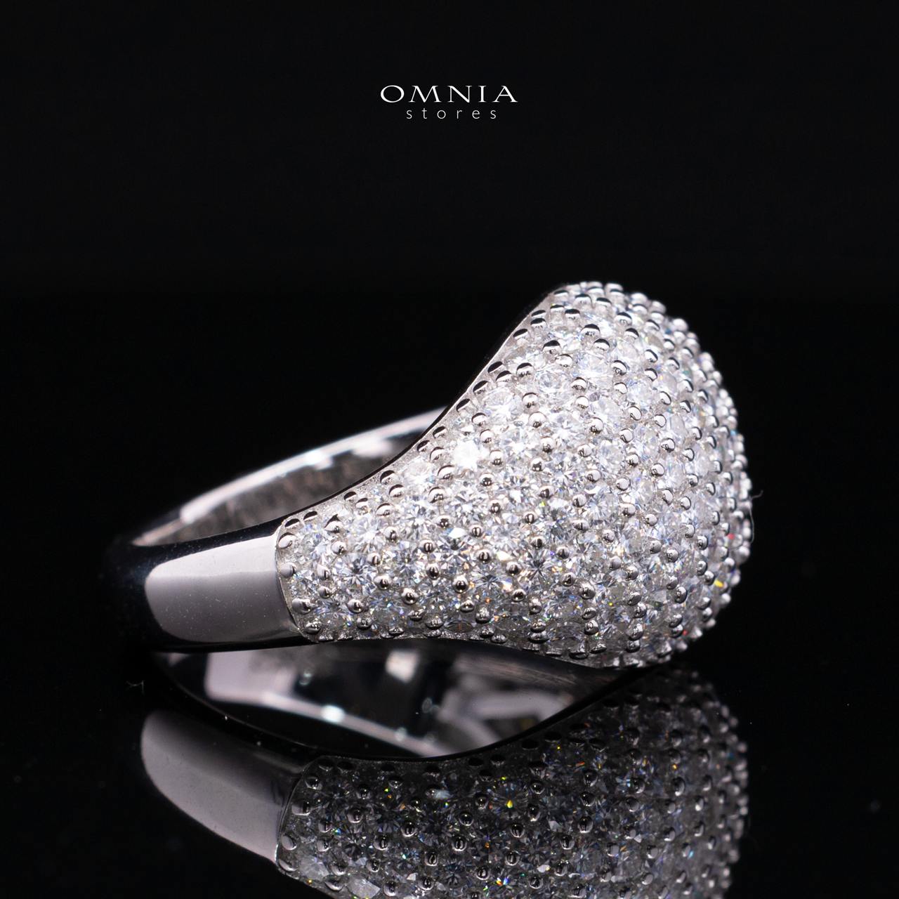 Galla White Moissanite Signature Cluster Dome Ring – Rhodium-Plated 925 Silver