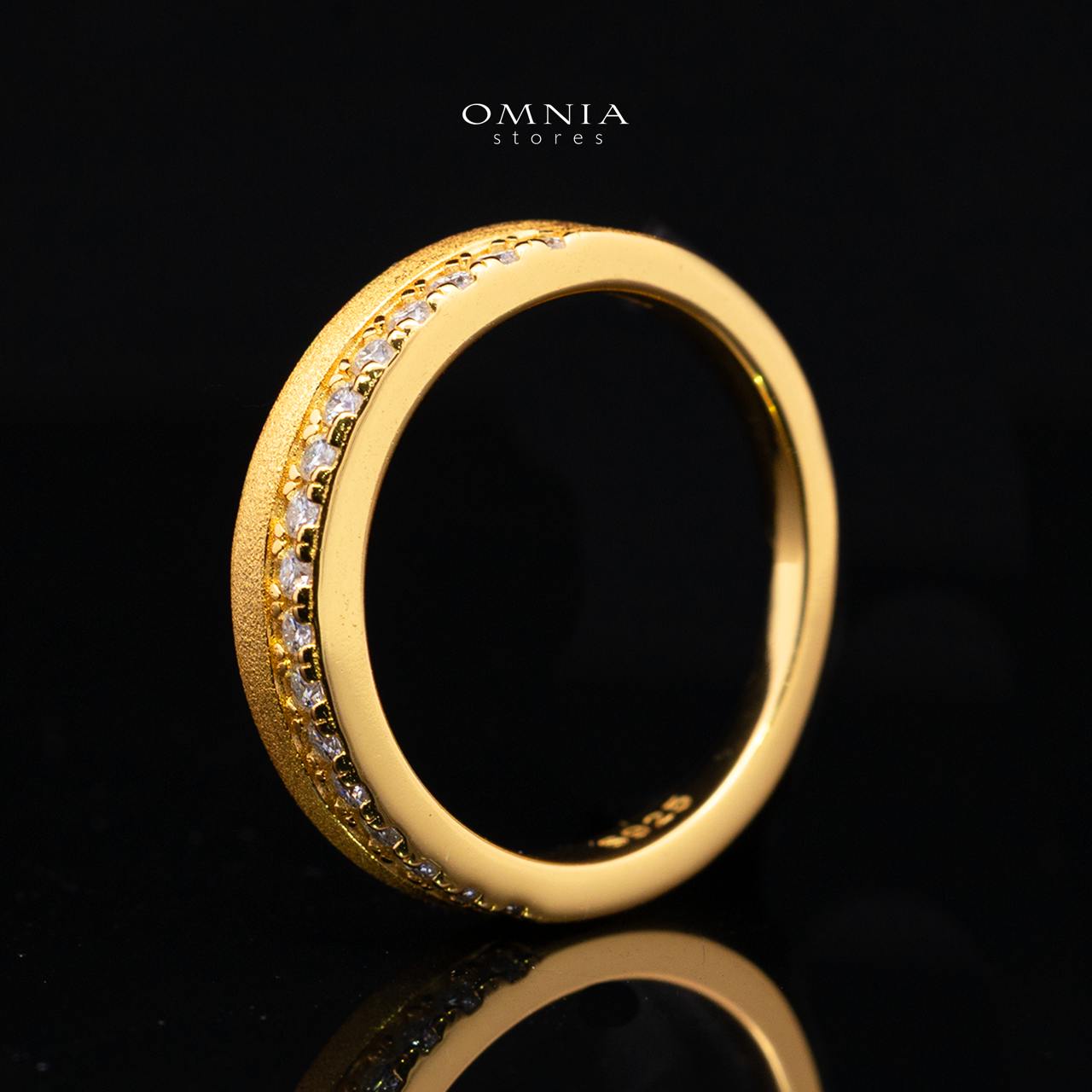 Hasen White Moissanite Minimalist Half Eternity Band Ring – Gold-Plated 925 Sterling Silve